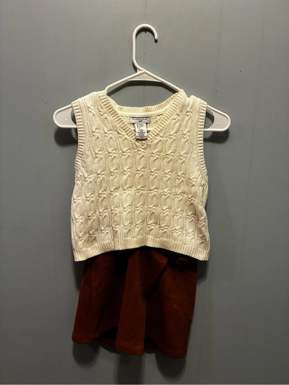 Sincerely Jules Cream Cable Knit V-Neck Sweater Vest